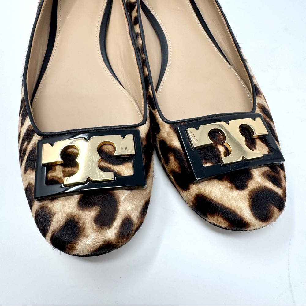 Tory Burch Gigi Calf Leopard Hair Block Heel Pumps - Picture 9 of 14